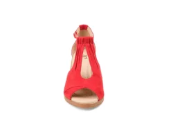 Journee Collection Womens Kedzie Wedge Sandal - Red -Shoe Sales Store US 01 102268 02