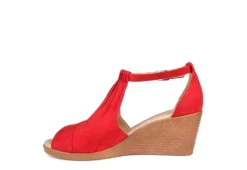 Journee Collection Womens Kedzie Wedge Sandal - Red -Shoe Sales Store US 01 102268 03