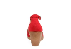 Journee Collection Womens Kedzie Wedge Sandal - Red -Shoe Sales Store US 01 102268 04