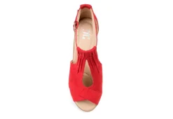 Journee Collection Womens Kedzie Wedge Sandal - Red -Shoe Sales Store US 01 102268 05