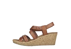 Skechers Womens Beverlee-delicate Glow Wedge Sandal - Cognac -Shoe Sales Store US 01 202852 02