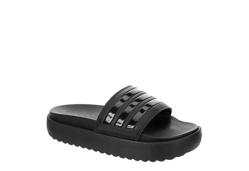 Adidas Womens Adilette Platform Slide Sandal - Black 3 Adidas Womens Adilette Platform Slide Sandal - Black