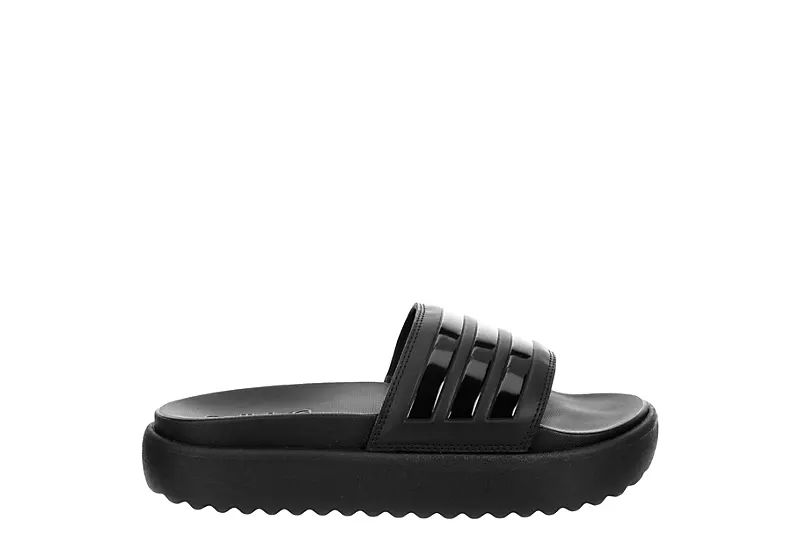 Adidas Womens Adilette Platform Slide Sandal - Black 4 Adidas Womens Adilette Platform Slide Sandal - Black - Image 2