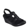 Skechers Womens Rumble On - Camp Glam Wedge Sandal - Black -Shoe Sales Store US 01 203242 00