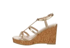 Michael By Michael Shannon Womens Natalia Wedge Sandal - Gold -Shoe Sales Store US 01 203300 03