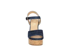 Michael By Michael Shannon Womens Maria Wedge Sandal - Denim -Shoe Sales Store US 01 203328 02