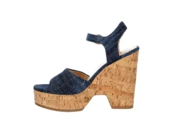 Michael By Michael Shannon Womens Maria Wedge Sandal - Denim -Shoe Sales Store US 01 203328 03