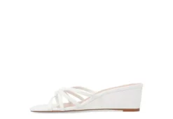 Journee Collection Womens Blayke Wedge Slip On Sandal - White -Shoe Sales Store US 01 203653 03