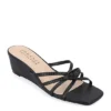 Journee Collection Womens Blayke Wedge Slip On Sandal - Black -Shoe Sales Store US 01 203654 00