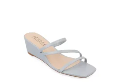 Journee Collection Womens Takarah Wedge Slip On Sandal - Blue