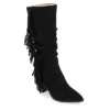 Journee Collection Womens Hartly Fringed Wide Calf Dress Boot - Black -Shoe Sales Store US 01 303177 00