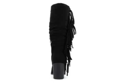 Journee Collection Womens Hartly Fringed Wide Calf Dress Boot - Black -Shoe Sales Store US 01 303177 04