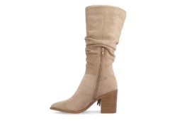 Journee Collection Womens Hartly Fringed Wide Calf Dress Boot - Taupe -Shoe Sales Store US 01 303178 03