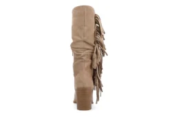 Journee Collection Womens Hartly Fringed Wide Calf Dress Boot - Taupe -Shoe Sales Store US 01 303178 04
