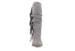 Journee Collection Womens Hartly Fringed Wide Calf Dress Boot - Grey -Shoe Sales Store US 01 303179 02