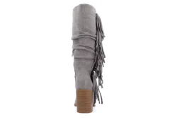Journee Collection Womens Hartly Fringed Wide Calf Dress Boot - Grey -Shoe Sales Store US 01 303179 04
