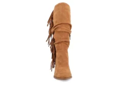 Journee Collection Womens Hartly Fringed Wide Calf Dress Boot - Tan -Shoe Sales Store US 01 303180 02