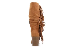 Journee Collection Womens Hartly Fringed Wide Calf Dress Boot - Tan -Shoe Sales Store US 01 303180 04