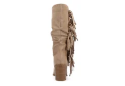 Journee Collection Womens Hartly Fringed Extra Wide Calf Dress Boot - Taupe -Shoe Sales Store US 01 303183 04