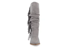 Journee Collection Womens Hartly Fringed Extra Wide Calf Dress Boot - Grey -Shoe Sales Store US 01 303184 02