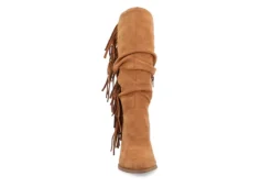 Journee Collection Womens Hartly Fringed Extra Wide Calf Dress Boot - Tan -Shoe Sales Store US 01 303185 02