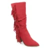 Journee Collection Womens Hartly Fringed Extra Wide Calf Dress Boot - Red -Shoe Sales Store US 01 303199 00