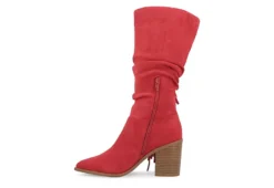 Journee Collection Womens Hartly Fringed Extra Wide Calf Dress Boot - Red -Shoe Sales Store US 01 303199 03