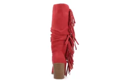 Journee Collection Womens Hartly Fringed Extra Wide Calf Dress Boot - Red -Shoe Sales Store US 01 303199 04