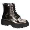 Steve Madden Girls Jrockk Combat Boot - Silver -Shoe Sales Store US 01 702608 00