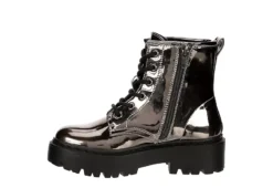 Steve Madden Girls Jrockk Combat Boot - Silver -Shoe Sales Store US 01 702608 03