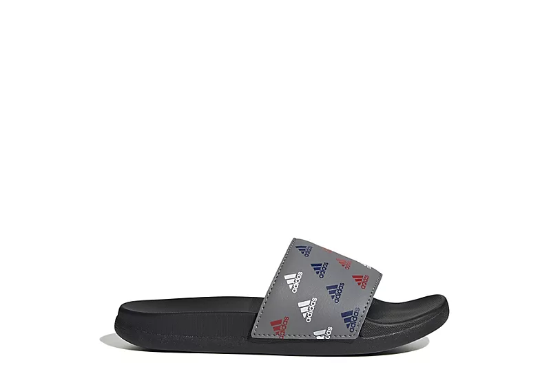 Adidas Boys Adilette Comfort Slide Sandal - Grey 4 Adidas Boys Adilette Comfort Slide Sandal - Grey - Image 2