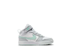 Nike Girls Court Borough 2 Mid Top Sneaker - Platinum -Shoe Sales Store US 01 808056 01