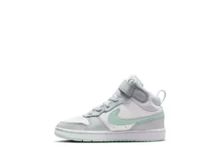 Nike Girls Court Borough 2 Mid Top Sneaker - Platinum -Shoe Sales Store US 01 808056 02