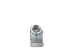 Nike Girls Court Borough 2 Mid Top Sneaker - Platinum -Shoe Sales Store US 01 808056 03