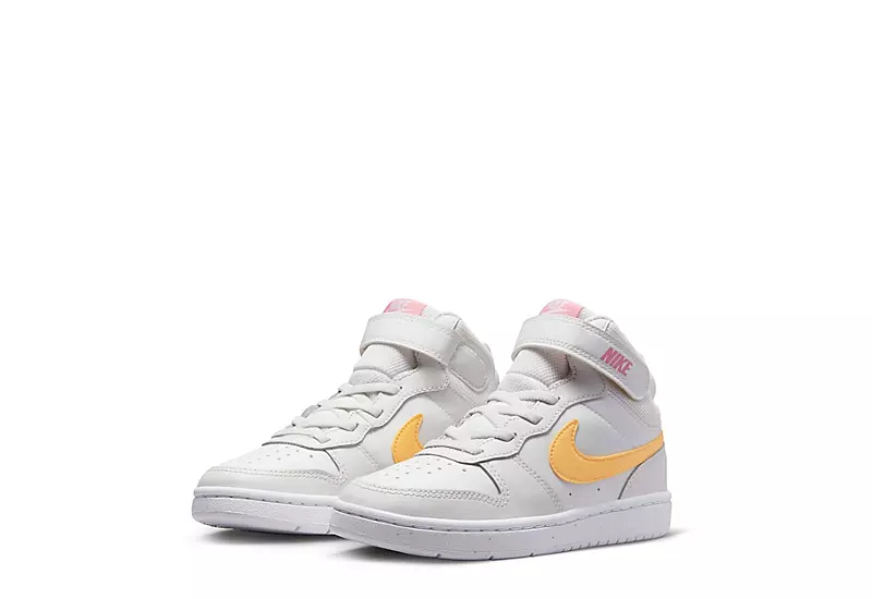 Nike Girls Court Borough 2 Mid Top Sneaker - White 3 Nike Girls Court Borough 2 Mid Top Sneaker - White