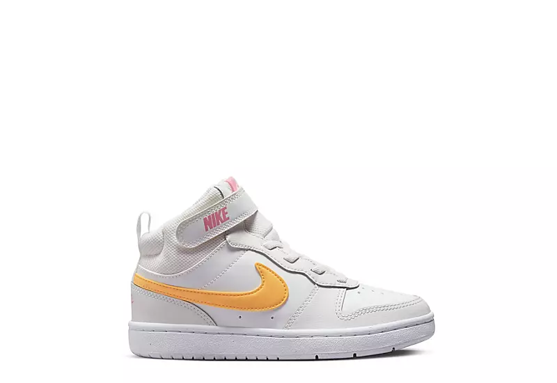 Nike Girls Court Borough 2 Mid Top Sneaker - White 4 Nike Girls Court Borough 2 Mid Top Sneaker - White - Image 2