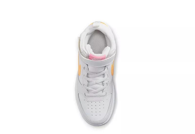 Nike Girls Court Borough 2 Mid Top Sneaker - White 7 Nike Girls Court Borough 2 Mid Top Sneaker - White - Image 5