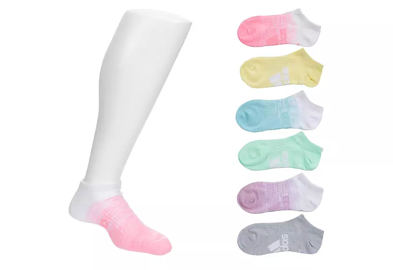 Adidas Girls Superlite Badge Of Sport No Show Socks 6 Pairs - Assorted 3 Adidas Girls Superlite Badge Of Sport No Show Socks 6 Pairs - Assorted