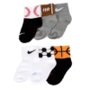 Nike Boys Sports Infant Ankle Socks 6 Pairs - Grey -Shoe Sales Store US 01 901811 00