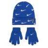 Nike Boys Swoosh All Over Print Roll Cutt Beanie Set - Blue -Shoe Sales Store US 01 902038 00