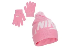 Nike Girls Swoosh Pom Beanie Set - Pink
